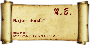 Major Benő névjegykártya